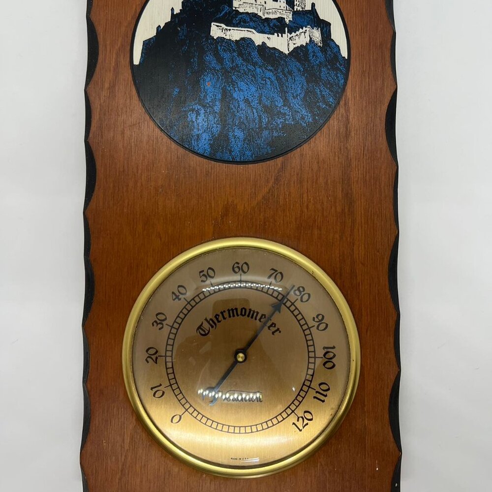 Crawford’s Scotch Whisky Advertising Thermometer Convex Glass Wood Sign Bar Vtg